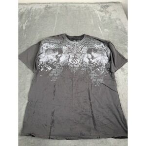 Vintage Y2K Helix Skull T Shirt Men's Size 2XL Gray Grunge